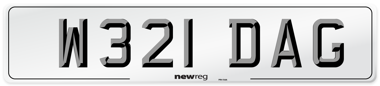W321 DAG Number Plate from New Reg